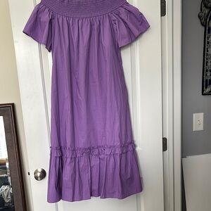 Purple Ruffled Off-the-Shoulder Maxi Dress